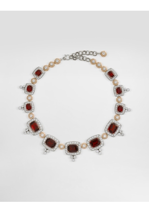 Dolce & Gabbana Eleganza Necklace 18-carat White And Rose Gold, Garnets, And Sapphires - Woman Necklaces White Onesize