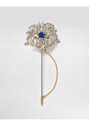 Dolce & Gabbana Sicily Brooch 18-carat Yellow And White Gold, Blue Sapphires, And Diamonds - Man Brooches&tiepins Gold Onesize