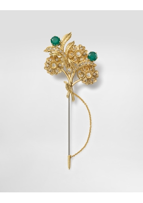 Dolce & Gabbana Sicily Brooch 18-carat Yellow And White Gold, Emeralds, And Diamonds - Man Brooches&tiepins Gold Onesize