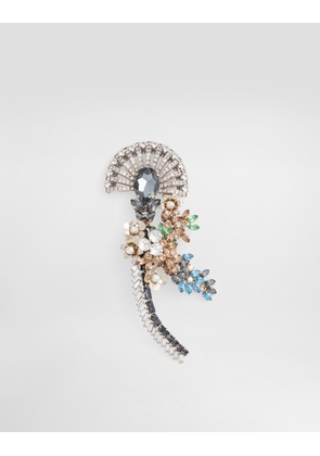 Dolce & Gabbana Maxi Floral Brooch With Rhinestones - Man Bijoux Multi-colored Metal Onesize
