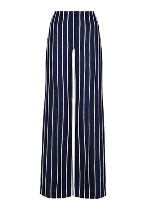 Andres Otalora Tuyo Embroidered Linen Wide-Leg Pants - Moda Operandi