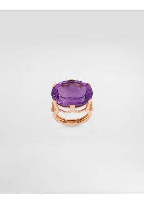 Dolce & Gabbana Anna Ring In 18-carat Red Gold With Amethyst And Diamonds - Woman Rings Red 46