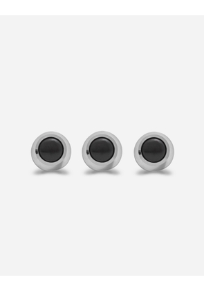Dolce & Gabbana White Gold Tuxedo Buttons With Black Jades - Man Cufflinks White Gold Onesize