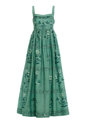 Agua by Agua Bendita Barbara Embroidered Linen Midi Dress - Moda Operandi