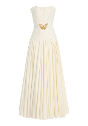 Oscar de la Renta Exclusive Belted Pleated Cotton-Twill Maxi Dress - Moda Operandi