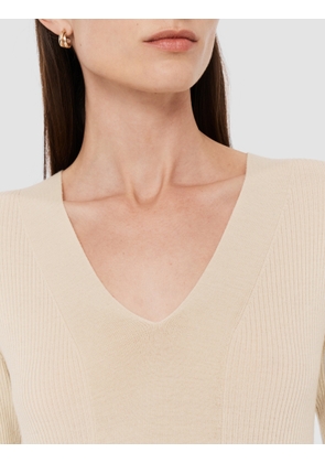 Fine Merino Rib V Neck Top - XXS