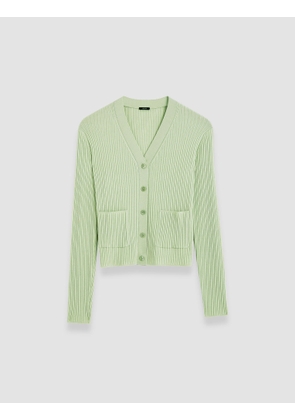 Fine Merino Rib Cardigan - L