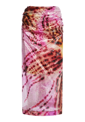 Dries Van Noten Printed Organza Midi Skirt - Moda Operandi