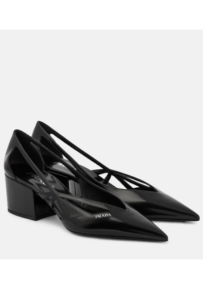 Prada 55 cutout brushed leather pumps