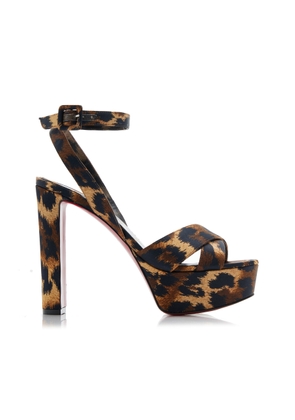 Christian Louboutin Supermariza 130mm Leopard-Print Satin Sandals - Moda Operandi