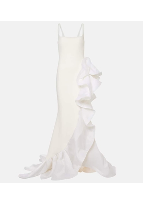 Safiyaa Bridal Yana draped crepe and satin organza gown