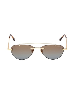TOM FORD Pilot Sunglasses in Shiny Yellow Gold & Brown - Metallic Gold. Size all.