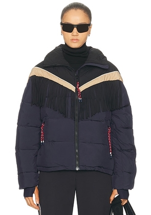 THE UPSIDE Hakuba Fox Puffer Jacket in Midnight Blue - Navy. Size XS (also in ).