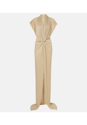 Costarellos Eva draped lame gown
