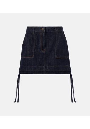 Loewe Anagram leather-trimmed denim miniskirt