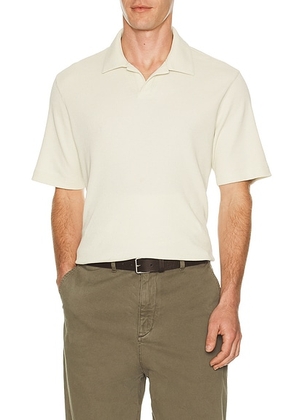 Theory Soft Waffle Short Sleeve Polo in Oat Milk - Beige. Size L (also in M, S, XL/1X, XXL/2X).