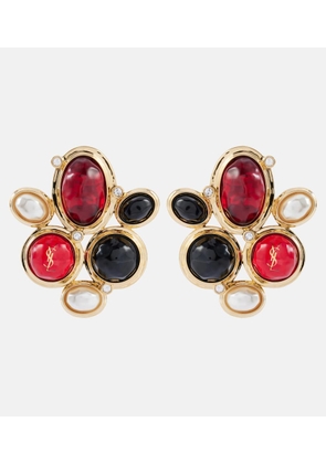 Saint Laurent Cassandre embellished clip-on earrings