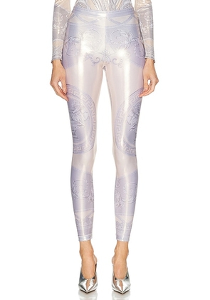 VERSACE High Waisted Legging in Silver Grey & Champagne - Cream. Size 38 (also in ).