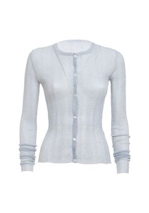 DES_PHEMMES Ribbed-Knit Lurex Cardigan  - Moda Operandi