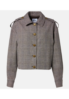 Self-Portrait Checked cotton and linen jacket