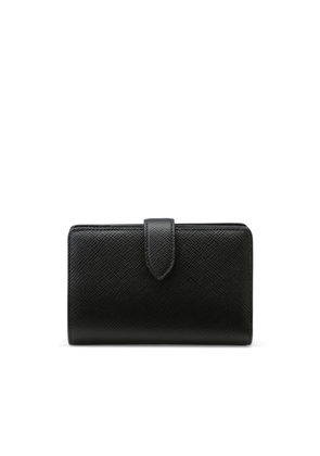 Smythson Continental Purse In Panama In Black