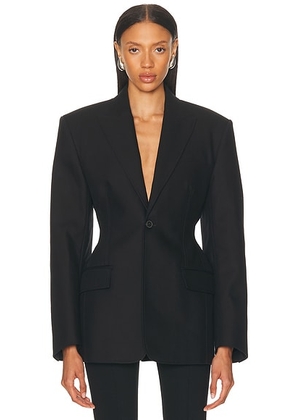 WARDROBE.NYC Drill Contour Blazer in Black - Black. Size M (also in L).