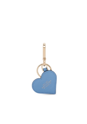 Smythson Heart Keyring In Panama In Nile Blue
