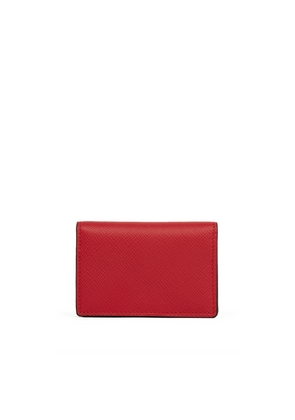 Smythson Folded Card Case With Snap Closure In Panama In Scarlet Red