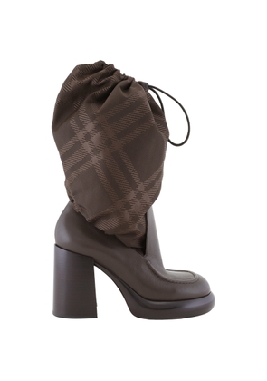 Burberry Square-Toe Check-Print Boots