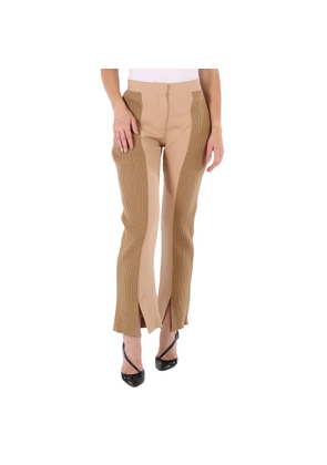 Burberry Ladies Soft Fawn Wide Leg Smart Trousers