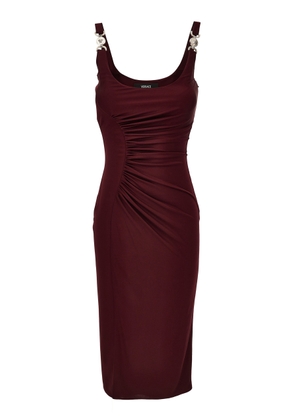 Versace Ruched Jersey Midi Cocktail Dress - Moda Operandi