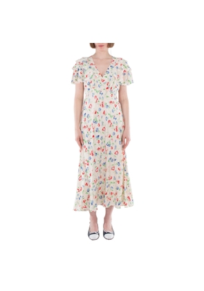 Polo Ralph Lauren Floral Print Silk Crepe A-Line Dress