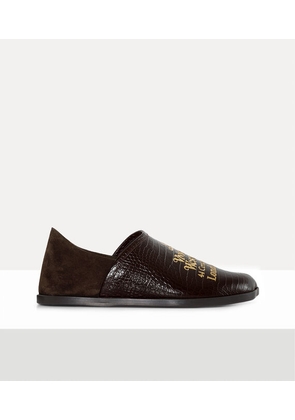 Vivienne Westwood Tuesday Slipper Mini Croc-emb/suede Brown-gold-print 6-40 Men