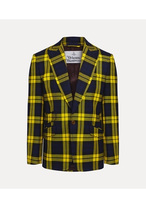 Vivienne Westwood One Button Jacket Moonshine Tartan Navy-yellow 52 Men