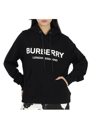 Burberry Ladies Logo Print Cotton Oversized Hoodie In Black