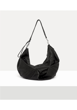 Vivienne Westwood Agnes Large Shoulder Bag Supple Leather -Black-dark-silver