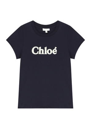 Chloe Kids Logo Embossed Cotton T Shirt