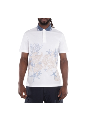Versace Starfish Print Cotton Polo Shirt
