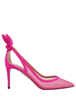 Aquazzura Bow Tie Pointed-Toe Mesh Pump