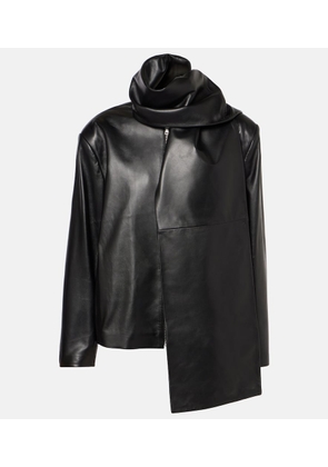 Nour Hammour Layla scarf-detail leather jacket