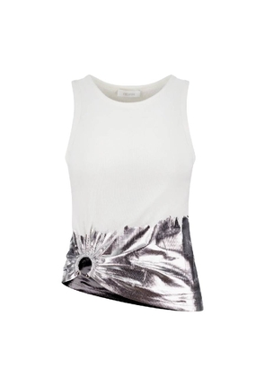 Rabanne Sleeveless Coast Tank Top With Silver Foil And Piercing Details