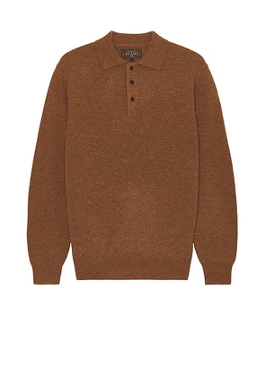 Beams Plus Knit Polo 9g Sweater in Brown - Brown. Size S (also in ).