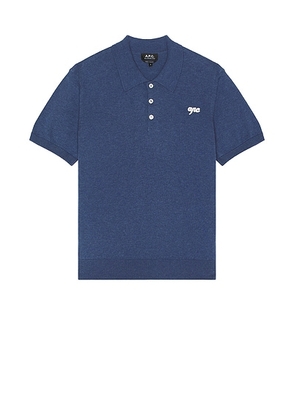 A.P.C. Gregorio Short Sleeve Polo in Blue Grey - Blue. Size L (also in ).