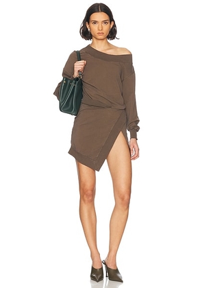 THE ATTICO Long Sleeve Mini Dress in Fade Brown - Brown. Size 38 (also in ).