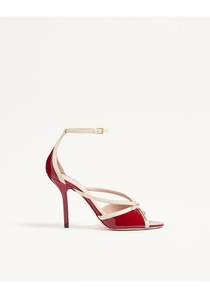 Valentino Garavani Bepointy Sandal in Patent Leather and Kidskin 100Mm Woman RED/IVORY 36