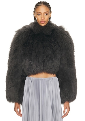 ALAÏA ALAΪA Fur Cropped Jacket in Anthracite - Grey. Size 36 (also in ).