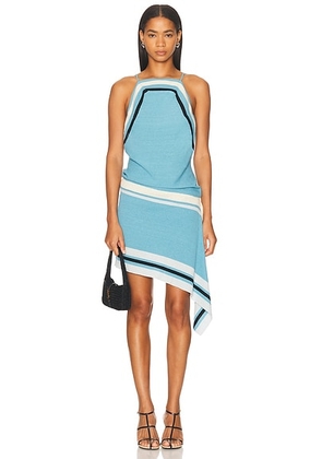 Christopher Esber Straccio Knitted Extension Drape Mini Dress in Cielo Blue & Multi - Blue. Size XS (also in ).