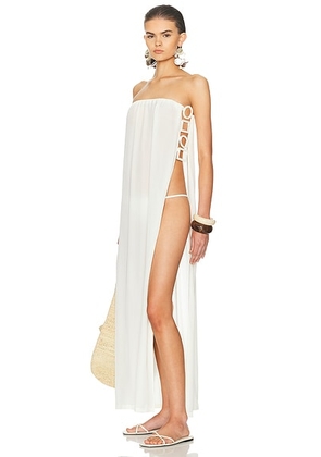 ADRIANA DEGREAS Geometric Strapless Long Dress in Off White - White. Size M (also in ).
