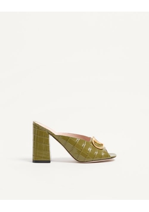 Valentino Garavani VLogo Signature Slide Sandal In Printed Calfskin 95MM Woman GREEN 35