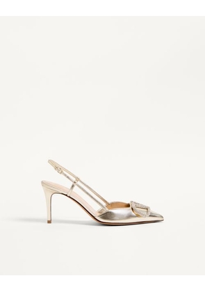 Valentino Garavani Vlogo Glow Laminated Nappa Slingback Pump 80 Mm / 3.15 In. Woman PLATINUM 35